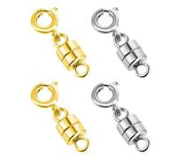 4 Pack Magnetic Necklace Clasps and Closures Magnetic Jewelry Clasps Connector Locking Magnetic Jewelry Clasp for Jewelry Bracelet Necklace Making (2CM Gold&Silver)
