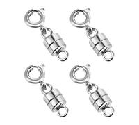 4 Pack Magnetic Necklace Clasps and Closures Magnetic Jewelry Clasps Connector Locking Magnetic Jewelry Claspfor Jewelry Bracelet Necklace Making (2CM Silver)