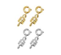 4 Pack Magnetic Necklace Clasps and Closures Magnetic Jewelry Clasps Connector Locking Magnetic Jewelry Clasp Converters for Jewelry Bracelet Necklace Making (2CM Gold&Silver)