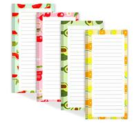 4 Pack Magnetic Notepads for Refrigerator, Grocery List Magnet Pad for Fridge, Fruit Design Magnetic Grocery List Pad for Fridge, Full Magnet Back Shopping Lists, 50 Sheets Per Note Pads