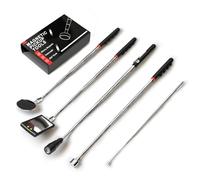 4 Pack Magnetic Pickup Tool, 15lbs Heavy Duty & 1.5lbs Precision Magnet on a Stick, Telescoping Long Reach, with LED Torch & Self-Illuminated Mirror, for Car Mechanic Garage Workshop DIY