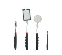 4 Pack Magnetic Pickup Tool, 15lbs Heavy Duty & 1.5lbs Precision Magnet on a Stick, Telescoping Long Reach, with LED Torch & Self-Illuminated Mirror, for Car Mechanic Garage Workshop DIY