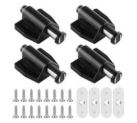 4 Pack Magnetic Push to Open Door Catch for Cabinet, Magnetic Pressure Touch Release Catches Latch Including Fixing Screws, Heavy Duty Latches for Cupboard, Room, Kitchen, and Bathroom Doors, Black