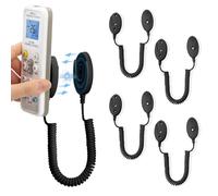 4-Pack Magnetic Remote Control Holders with Spring Ropes - Safely Secure Remotes & Small Items, Wall-Mount with Adhesive, Anti-Loss, Rapid Adsorption, Extendable Spring. (Black 70 inch, 4 pack)