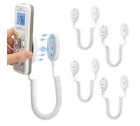 4-Pack Magnetic Remote Control Holders with Spring Ropes - Safely Secure Remotes & Small Items, Wall-Mount with Adhesive, Anti-Loss, Rapid Adsorption, Extendable Spring. (White 70 inch, 4 pack)