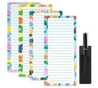 4 Pack Magnetic Shopping List Pad for Fridge, To Do List Pad Totally 200 Sheets Tear off Magnetic Notepad for Fridge, 20 x 8.8 cm