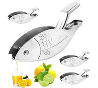 4 Pack Manual Lemon Squeezer Stainless Steel Lemon Slice Squeezer Fish Shaped Lemon Squeezer Portable Fruit Juicer for Home Bar Party Portable Manual Fruit Juicer Manual Fish Shape Fruit Squeezer