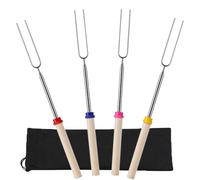 4 Pack Marshmallow Toasting Forks Kit, Telescoping Smores Sticks for Fire Pit, Extendable Stainless Steel Smores Sticks for BBQ and Campfire, Barbecue Forks for Hotdog Hot Dog Bonfire, Outdoor