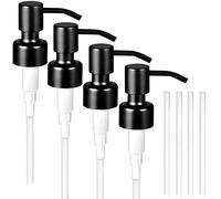 4 Pack Mason Jar Soap Dispenser Lids - 304 Stainless Steel Replacement Pump with Label Stickers,for Dish Soap, Lotions, Conditioner,Shampoo,Farmhouse Decor for Bathroom Sink, Countertop (Black)