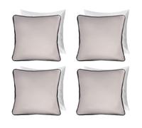 4 Pack Matte Velvet Piped Filled Cushion Covers Home Decor Set OHS Light Grey 45cm x 45cm