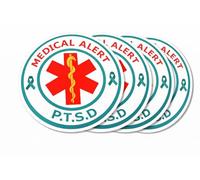 4 Pack Medical Alert PTSD Awareness Waterproof Matte Vinyl Sticker Green Ribbon