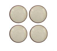 4 Pack Melamine Plates 7 Inch Brown Rim Round Side Dishes Shatterproof Cream Speckled Serving Platters for BBQ Restaurant Home Kitchen 18cm