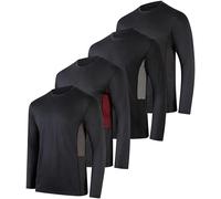 4 Pack: Mens Long Sleeve T-Shirt Workout Football Quick Dry Fit Gym Tee Shirt Athletic Active Performance Skin Rugby Training Wicking Exercise Clothing Running Sport Undershirt Top -Set 6,L