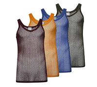 4 Pack Mens String Vests - Assorted - S