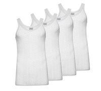 4 Pack Mens String Vests - White - S