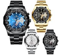 4 Pack Men's Watches Waterproof Date Luminous Stainless Steel Big Face Gold Silver Black Blue Business Dress Luxury Casual Analog Quartz Wrist Watches Set Assorts Wholesales Lots
