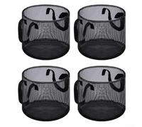 4 Pack Mesh Aquatic Planting Baskets with Handles, Square and Round Pond Plant Pots for Water Lilies Lotus Flowers Vegetables Garden Decor Black+(Round)