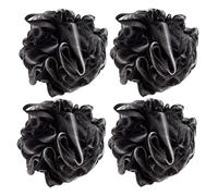 4 Pack Mesh Pouf Bath Sponge Ultra Soft Shower Puff Loofah Shower Puff for Exfoliating Scrubbing Body Scrubbers for Use in Shower Black
