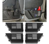 4 Pack Metal Front and Rear Door Storage Box with USA Flag Style, Door Side Insert Organizer Box Pockets Compatible with 2007-2018 Jeep Wrangler JK JKU 4 Door , Interior Storage Expansion Accessories