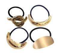 4 Pack Metal Hair Scrunchies - Metal Hair Scrunchies Holder, Metal Hair Ties - Vistaprint 4 x Geometric Stretch Hair Ties - Decorative Accessories, Ponytail Holder, Hair Ties, Hair Cuff, Haa