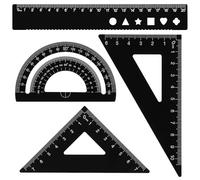 4 Pack Metal Protractor Set, Math Geometry Tool Ruler Triangular Geometry Set Aluminum Alloy Student Measuring Rulers for Draftsman Engineers Student School Home Office, Black