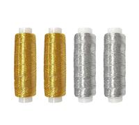 4 Pack Metallic Sewing Thread Set, metallic embroidery thread,Shiny Gold Thread and Silvery Threads for Embroidery and Patchwork, Universal Sewing Machine Threads for Quilting, Hand Machine Decorative