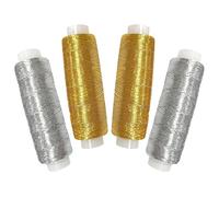 4 Pack Metallic Sewing Thread Set, Shiny Golden Thread and Silvery Threads for Embroidery and Patchwork, Universal Sewing Machine Threads for Quilting,Use, Hand Machine Decorative Stitches