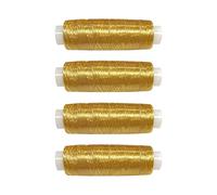 4 Pack Metallic Sewing Thread Set, Shiny Golden Threads for Embroidery and Patchwork, Universal Sewing Machine Threads for Quilting, Overlocker Use, Hand Machine Decorative Stitches (Gold)