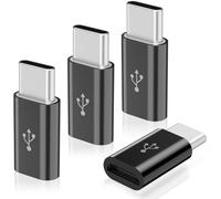 4 Pack Micro USB to USB C Adapter, Micro-USB Female to USB-C Male OTG Adapter Compatible with Samsung Galaxy S10 S9 S8 Plus Note 9 8, MacBook, LG V30 G5 G6, Moto Z2 Play Type-C Phones, Tablets (Black)