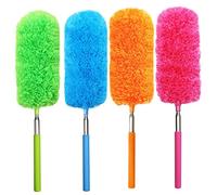 4 Pack Microfiber Feather Duster, with Extendable Pole and Bendable Head, Washable Microfibre Cleaning Tool for Cleaning Office, Car, Computer, Furniture, Sofa, Photo Frame