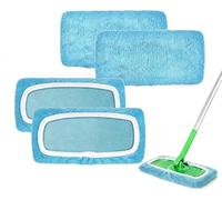 4 Pack Microfibre Mop Refill Pads Compatible with Flash Speed Mop, Reusable Washable Wet & Dry Floor Pads, Captures Dust & Pet Hair, Replacement for Disposable Mop Wipes, Blue