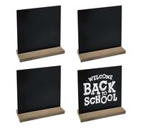 4 Pack Mini Chalkboard Signs, 12x15cm Small Chalk Boards with Wooden Stands, Vintage Style Display Chalk Board for Bars, Price Tags, Weddings, Parties, Message and Table Decoration (Black)