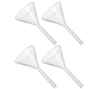 4 Pack Mini Glass Funnels, Short Wide Mouth Pouring Funnels for Oil Lamp Refill, Essential Oil Transfer, Home Lab and Kitchen Use, Clear