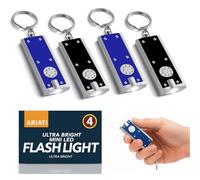 4-Pack Mini LED Keychain Flashlights | Compact and Bright Pocket Torch with Key Chain & Built-In Batteries | Keyring Mini Torch LED Light for Camping Outdoor Adventures, Emergencies & Everyday Use
