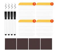4-Pack Mini Magnetic Dry Erase Board for Fridge, Small Whiteboard with 4 Markers, Reusable Memo Note Pad for Kitchen Office Home, Cute Fridge Magnet for Shopping List (Ins Style)