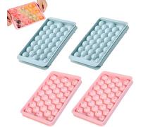 4 Pack Mini Round Ice Cube Tray with Lid, 132 Grid Ball Ice Cube Moulds Ball Maker Ice Trays for Freezer Cocktail Whiskey Tea Coffee