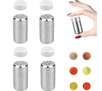 4 Pack Mini Salt & Pepper Shakers for Travel, Stainless Steel Spice Shaker Set with Lids, 5ml Small Spice Containers with P Hole and S Hole Tops, Portable Seasoning Bottles for Camping, Lunch Box, BBQ