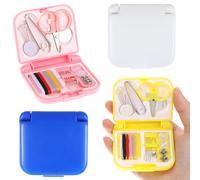 4 Pack Mini Sewing Kit, Min Travel Sewing Kit Mini Travel Sewing Kits Portable Sewing Kit DIY Sewing Supplies, Portable Sewing Box with Threads, Portable Travel Sewing Box Kit, Plastic Sewing Kit Box