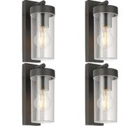 4 PACK Modern Outdoor IP44 Wall Lantern Light - 15W E27 GLS LED - Dimmable Loops Multi One Size