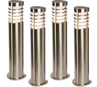 Loops 4 PACK Modern Outdoor Stainless Steel Post Light - 10.5W E27 LED - 500mm Height in Metallics Loops Metallics