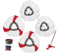 4 Pack Mop Head Replacement Compatible with Vileda 1 Tank System & 2-in-1 Turbo Triangle Spin Mop, Microfiber Refill, Machine Washable, Easy to Replace for All Hard Floors,Red & White