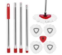 4 Pack Mop Heads for V-ileda Turbo Mop, Mop Set 2 in 1 Mop, Mop Replacement for V-ileda Easy Wring and Clean Mop and Mop, Floor Scrubber with 4 Mop Heads, 1 Handle, 1 Scrubbing Brush, 1 Mop