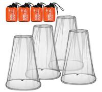 4 Pack Mosquito Head Net Face Mesh Net Head Protecting Net for Outdoor Hiking Camping Climbing Walking Mosquito Fly Insects Bugs Preventin (Big Size, Grey)