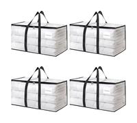 4 Pack Moving Bags 90L, Clear Waterproof Clothes Storage Bags, Heavy Duty Moving Totes with Zips, Durable Large Packing Bags for Moving Storage Clothes