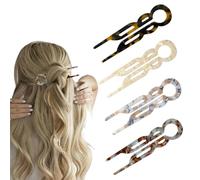 4 Pack Multi-Coloured Acetate French Hair Pins for Women's Hair | Elegant Prestige Hairpin Set with Strong Hold for Buns & Updos