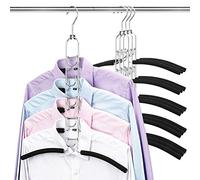 4 PACK Multi Layers Clothes Hangers- 5 in 1 Anti-slip Coat Hangers Sponge Metal Wardrobe Storage Rack Space Saving Organizer for Jacket Coat Sweater Trousers Shirt T-Shirt Hanger