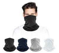4 Pack Multifunctional Headwear, Bandana Face Masks for Men &Women, Face Coverings Bandana Elastic Tube Scarf UV Resistence, Windproof Neck Gaiter Scarf for Outdoor Sports, Cycling Fishing（Pure Color）