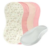 4-Pack Muslin Changing Pad Liners, Extra Thick & Ultra Soft for Warm Comfort, Waterproof Diaper Mat for Keekaroo Peanut & All Standard Baby Changers, 2-Sided Reusable (Pink)