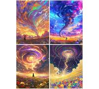 4 Pack Mysterious Diamond Art for Kids 8 x 12 Inch, 2025 New 5D Diamond Painting Kits for Adults, Hobbies for Adults Women Crafts Kit,DIY Full Drill Dimond Paintings for Gift Home Decor Tornado S923-Y