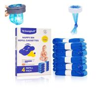 4 Pack Nappy Bin Refills, 7.5m Extra-Long Diaper Pail Bags Compatible with Tommee Tippee Twist & Click and Sangenic TEC Bins, Multi-Layer Odour-Blocking Refill Liners for Nappy Disposal